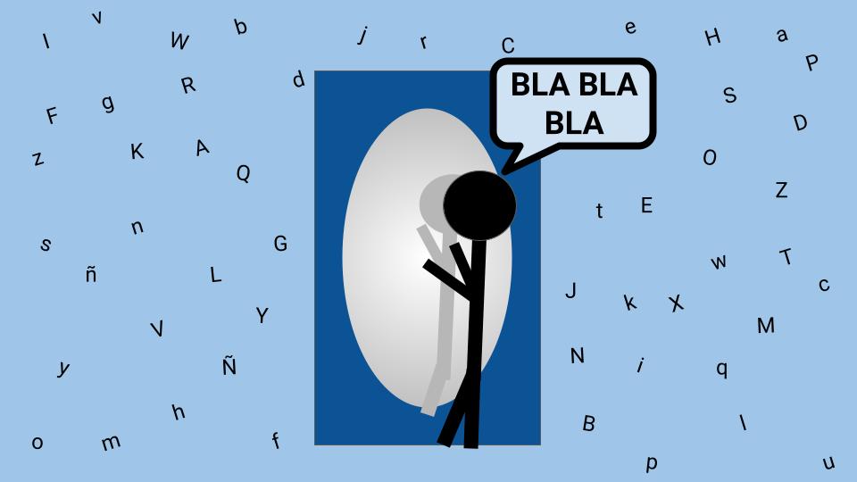 Image showing a puppet talking in front of a mirror.