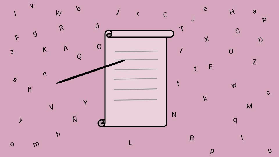 Parchment type folio with pencil on letter background