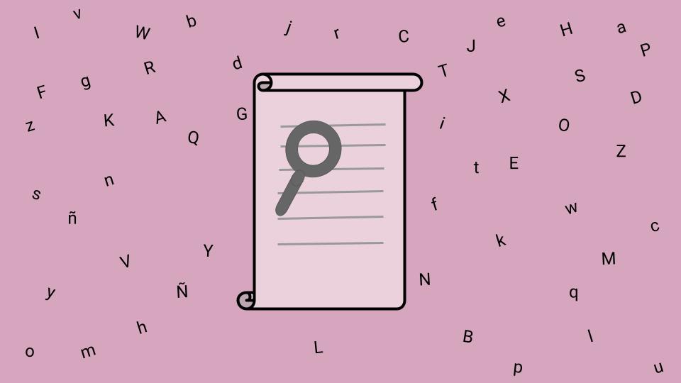 Parchment type folio with magnifying glass on letter background