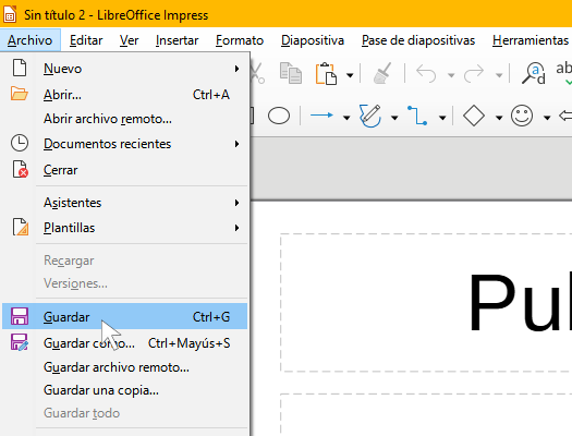 Window to save a presentation