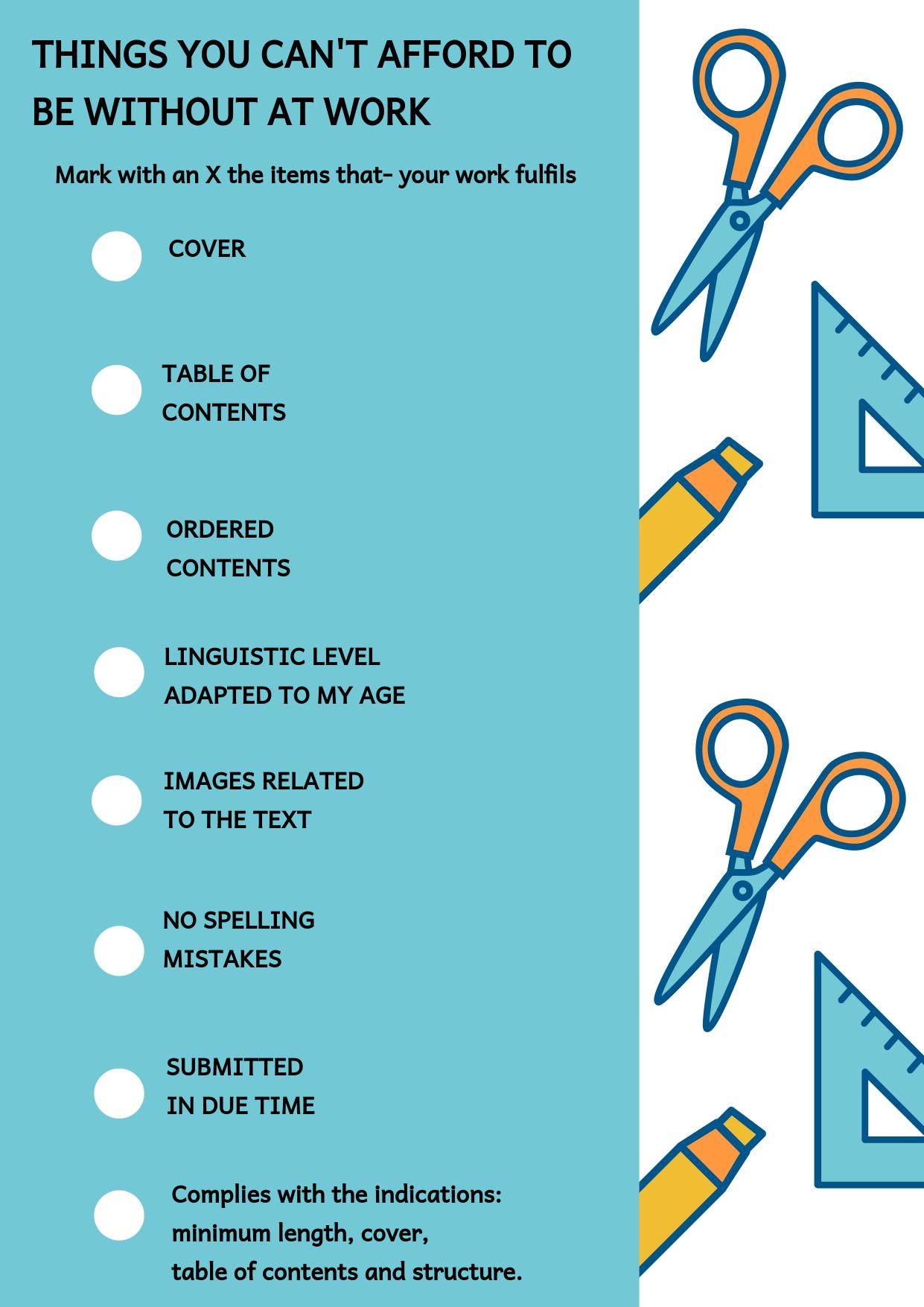 checklist Checklist for your work
