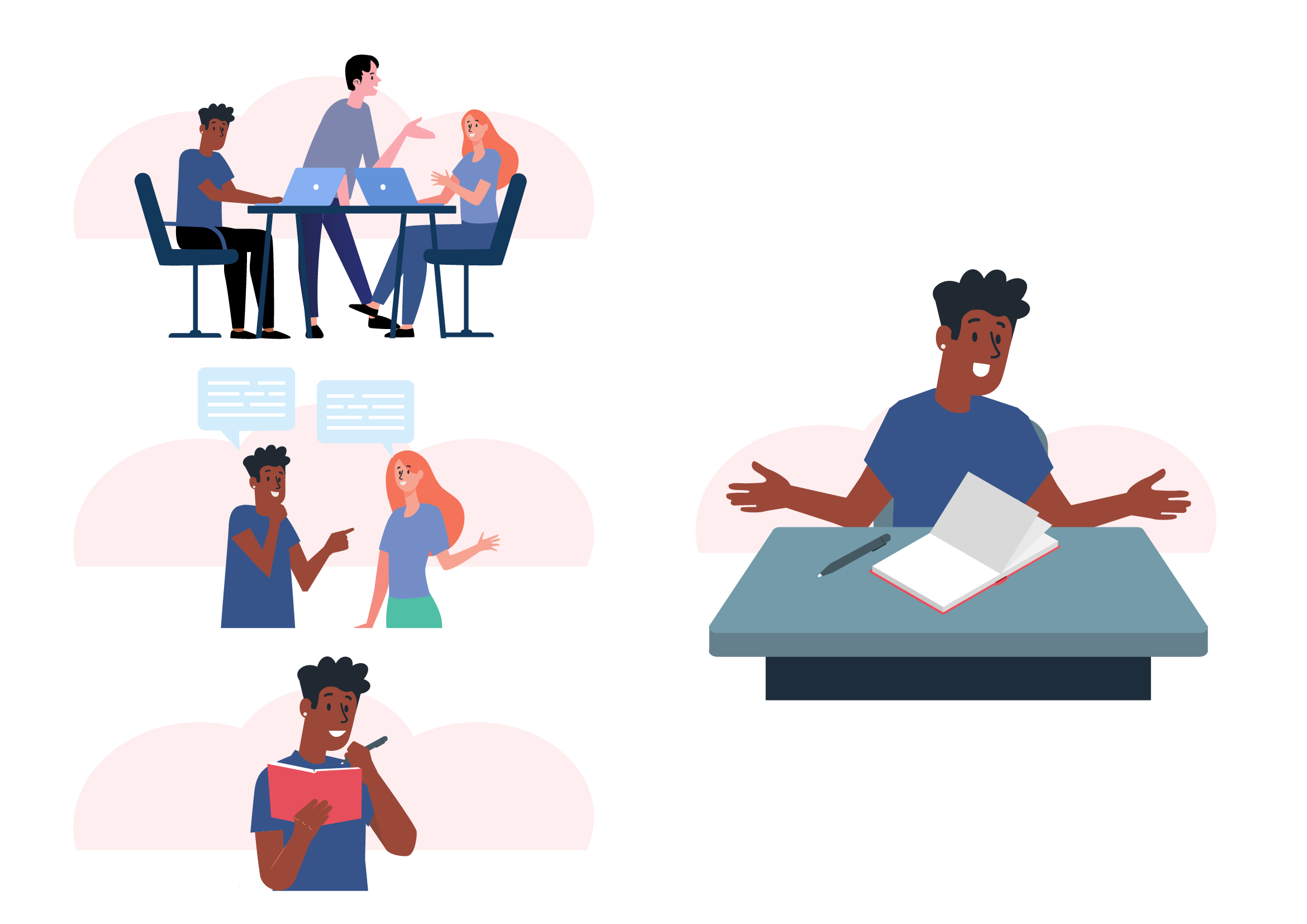 La imagen muestra a un adulto que guía los pasos del trabajo con un dibujo.