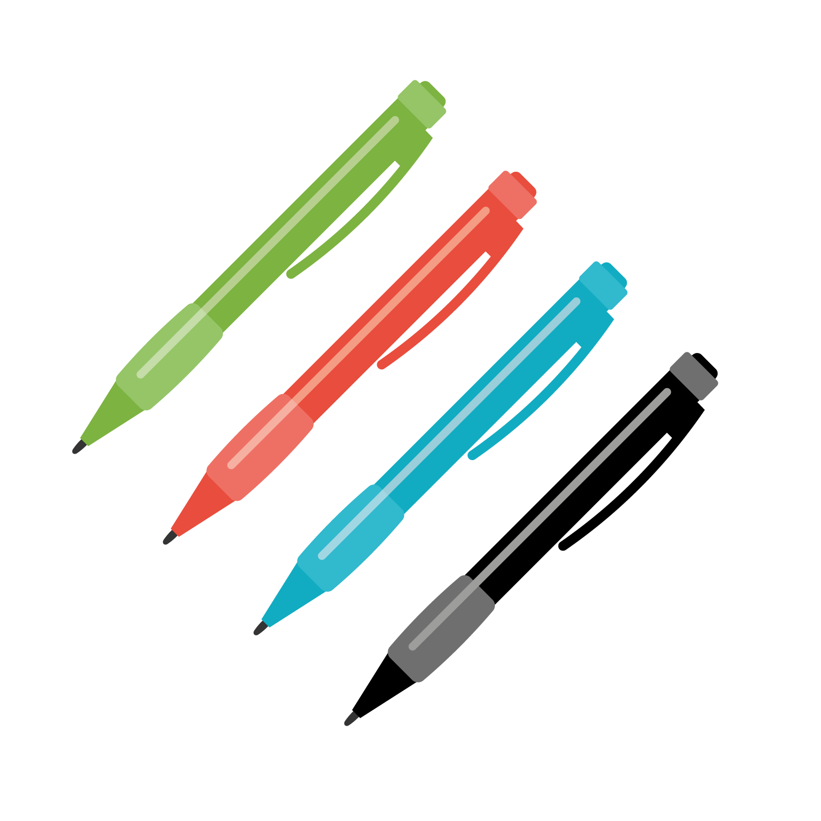 Bolígrafos de colores La imagen muestra tres lápices.
