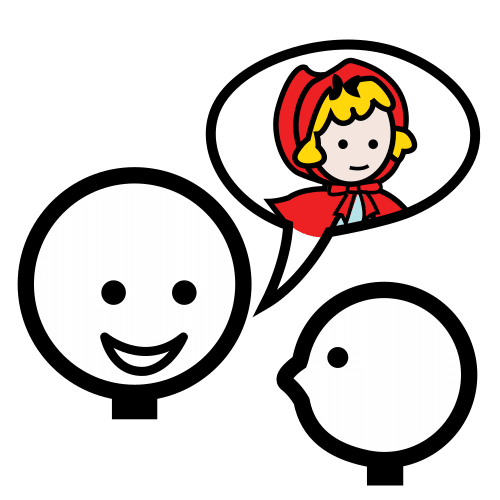 La imagen nos muestra a una persona contando una historia a otra.