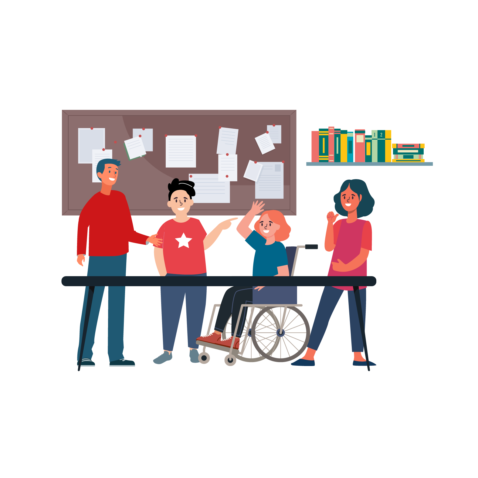 La imagen muestra tres personas consensuando una tarea.