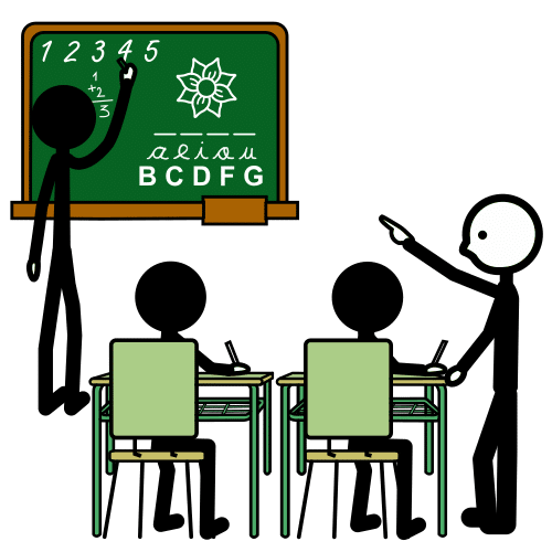 La imagen muestra una persona escribiendo en una pizarra