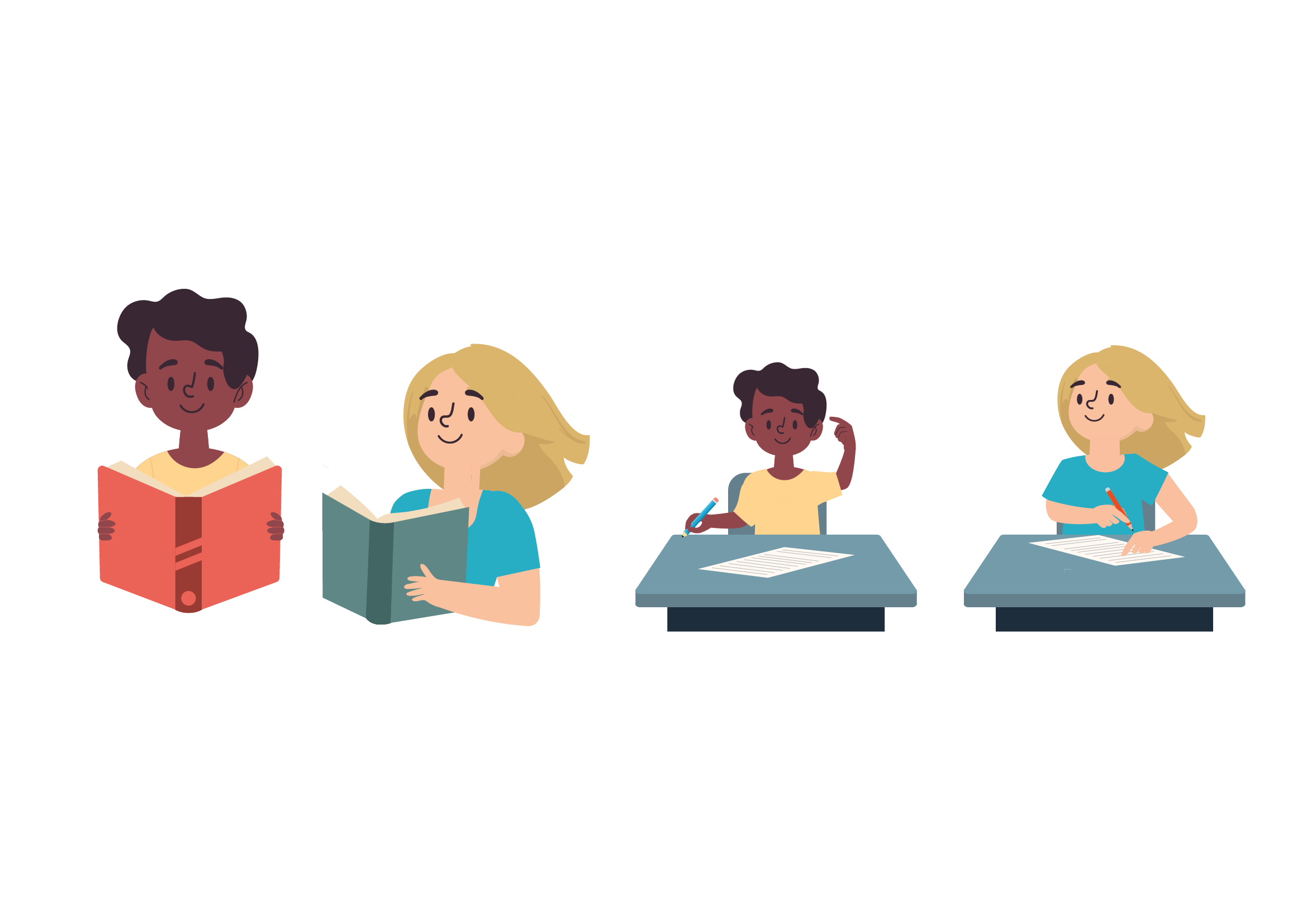 La imagen muestra a dos personas leyendo.