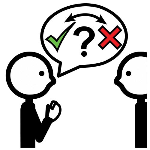 Solicitar permiso La imagen muestra dos personas dialogando.