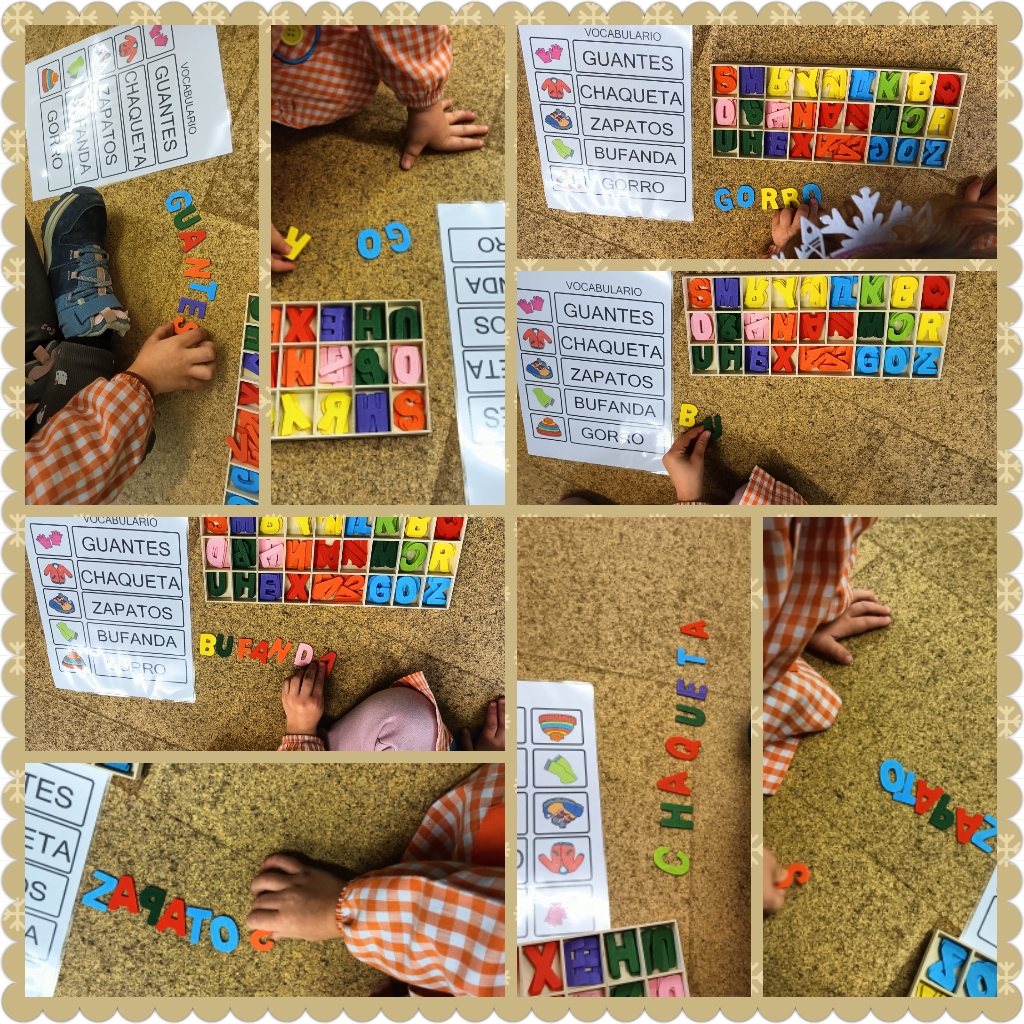 O alumnado está a elaborar palabras con letras móviles