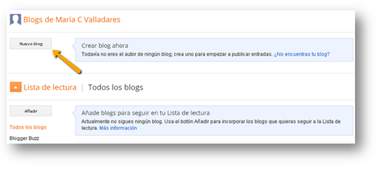 Página general de Blogger