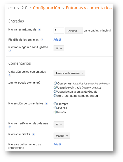 Entradas y comentarios