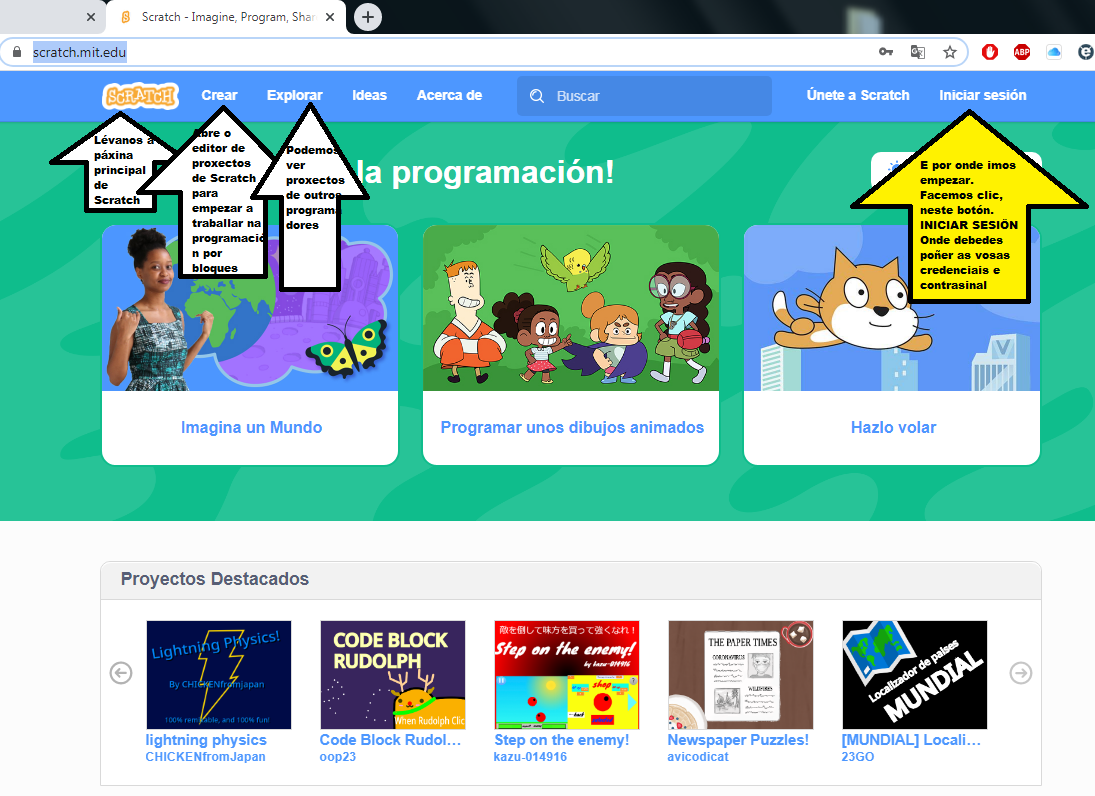 Primeiro paso en Scratch