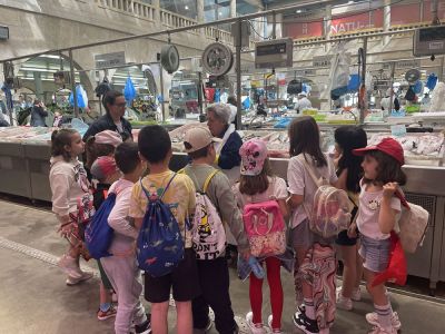 Andaina por Pontevedra e excursión ao Mercado Municipal
Os nenos e nenas de 1º e 2º de educación primaria fixeron un roteiro polo centro da cidade e, posteriormente, visitaron o mercado. Coñeceron aos traballadores/as de alí, que lles contaron que era o que vendían.

Para rematar fixeron un concurso coas monitoras de "O ganapán".

Palabras chave: Pontevedra Excursión Mercado Municipal