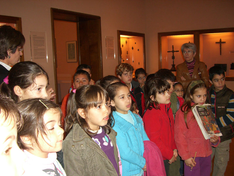 Vemos atentamente as vitrinas
