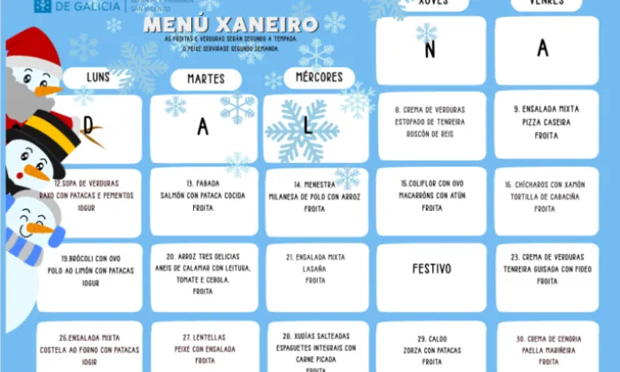 Menú Xaneiro 2026