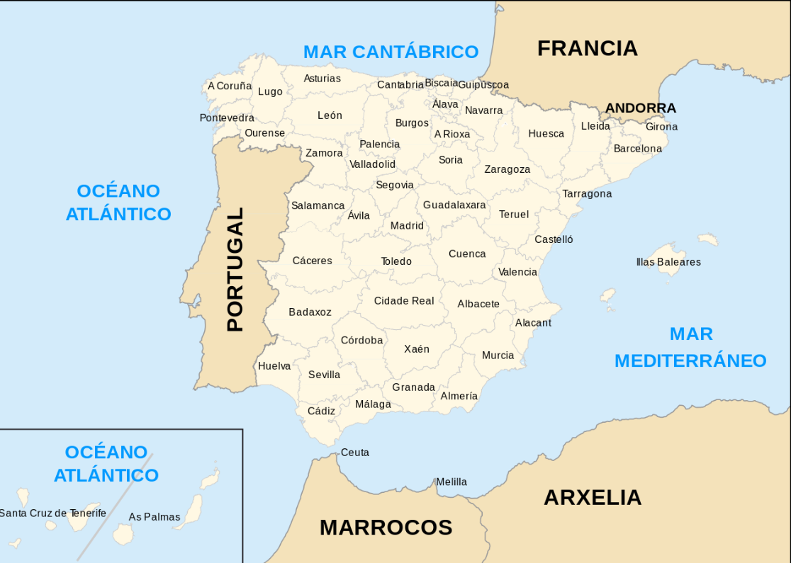 Mapa de España en galego