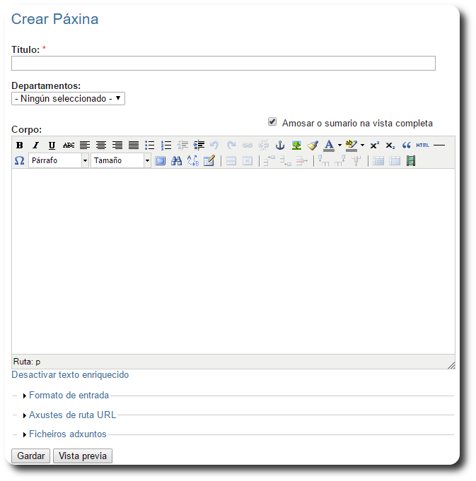 Ficha de contido tipo Páxina