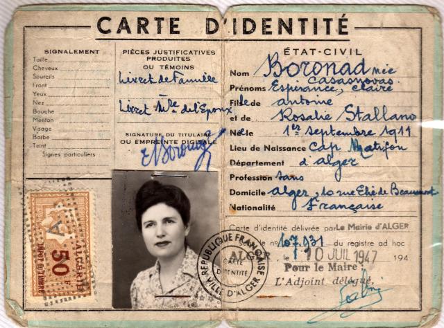 Carte d'identité ancienne 