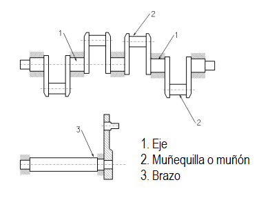 Dibujo t&eacute;cnico de un cig&uuml;e&ntilde;al se&ntilde;alando sus tres partes principales.