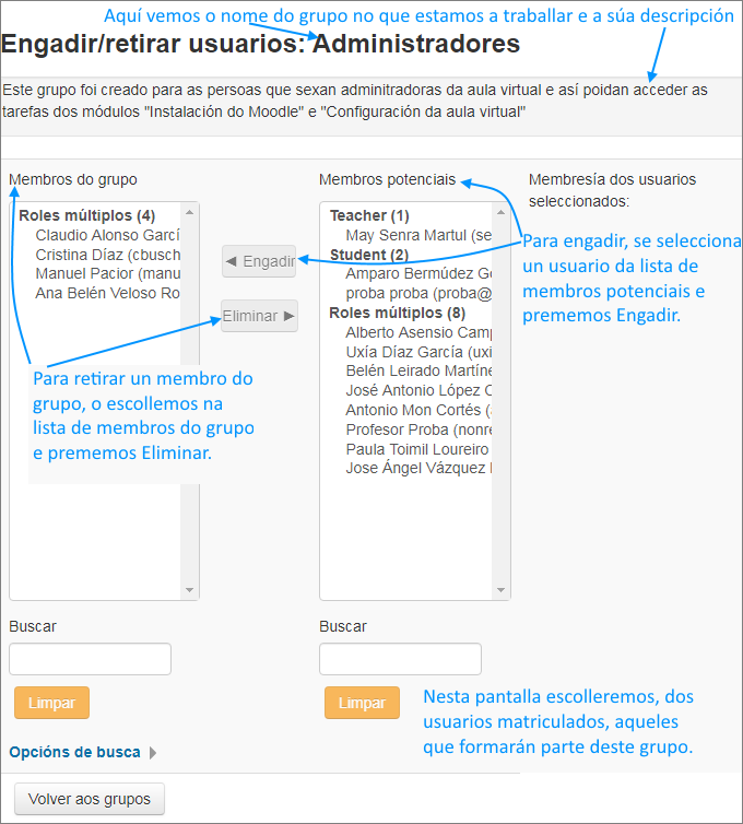 Engadir usuarios a un grupo