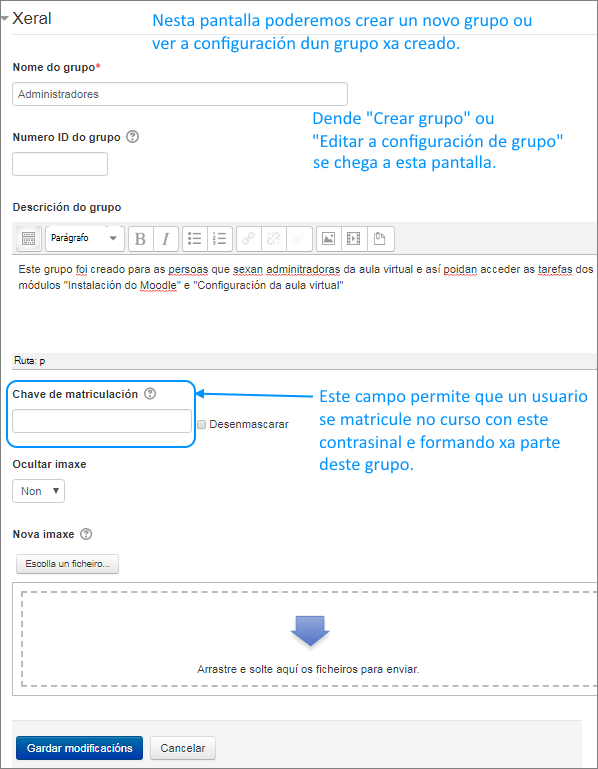 Configuración dun grupo
