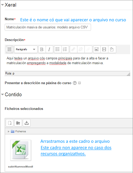 Configuración xeral e contido