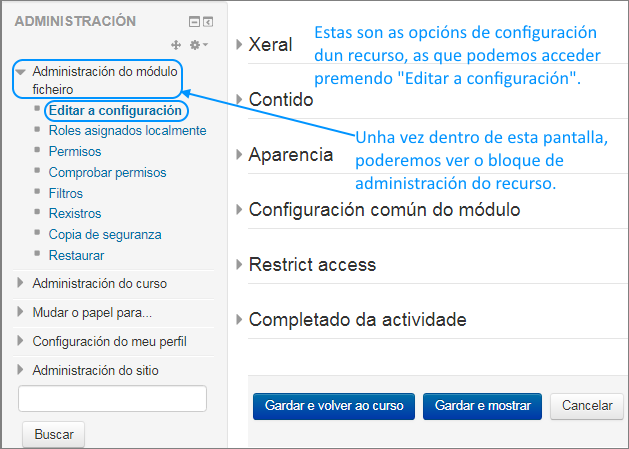 Configuración dun recurso