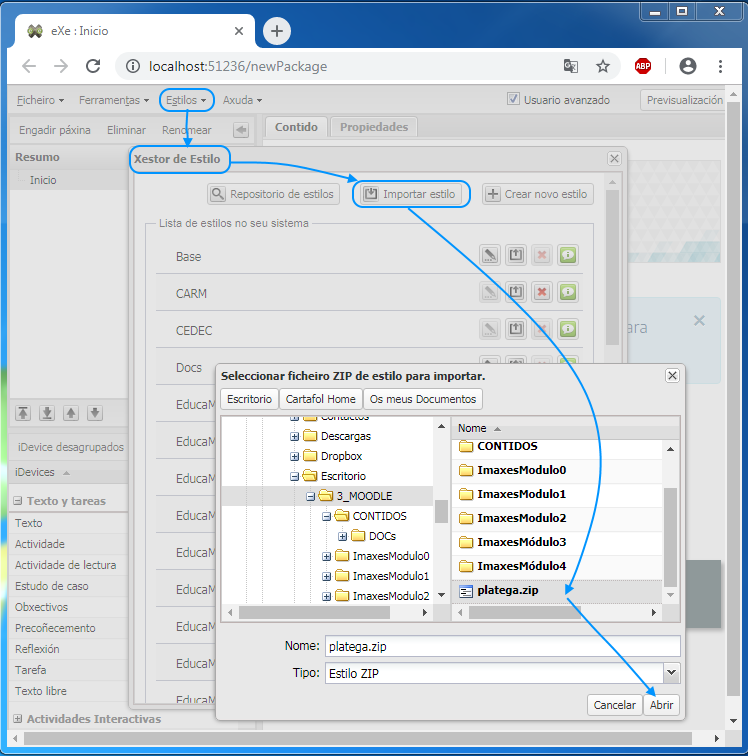 Importar a plantilla