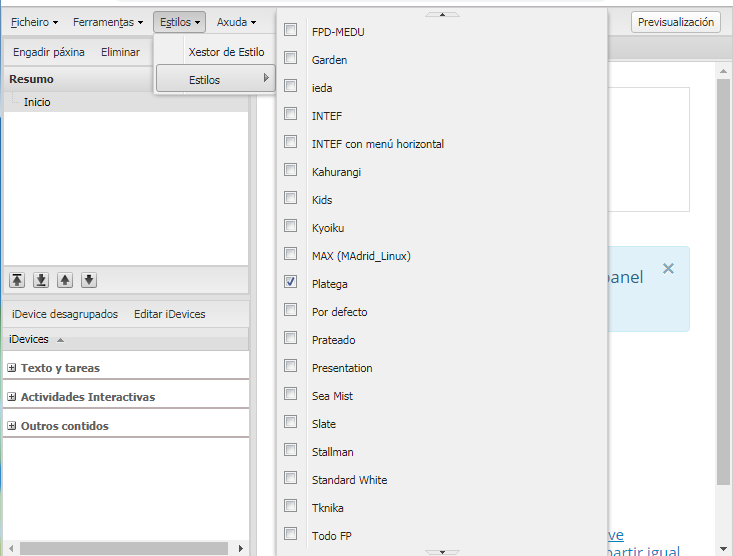 Escoller a plantilla