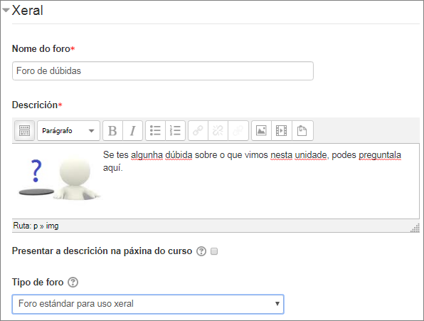 Configuración do tipo de foro