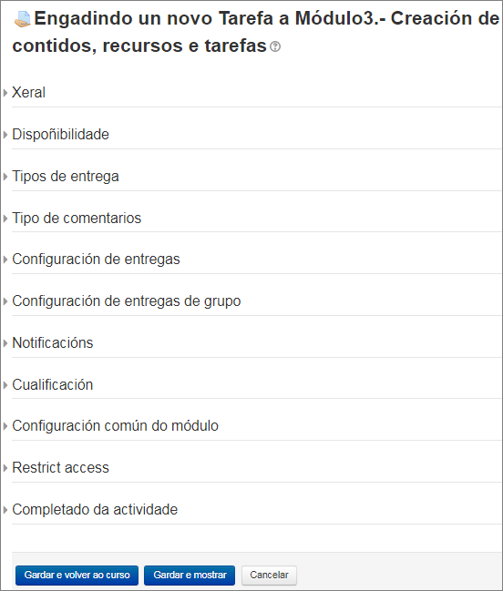 Configuración dun recurso