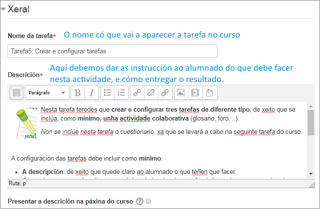 Unha tarefa descripción