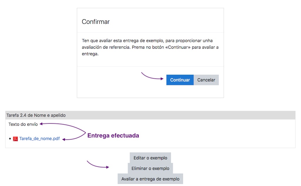 Configuración da actividade "Obradoiro", vista previa despois de inserir arquivo de exemplo.