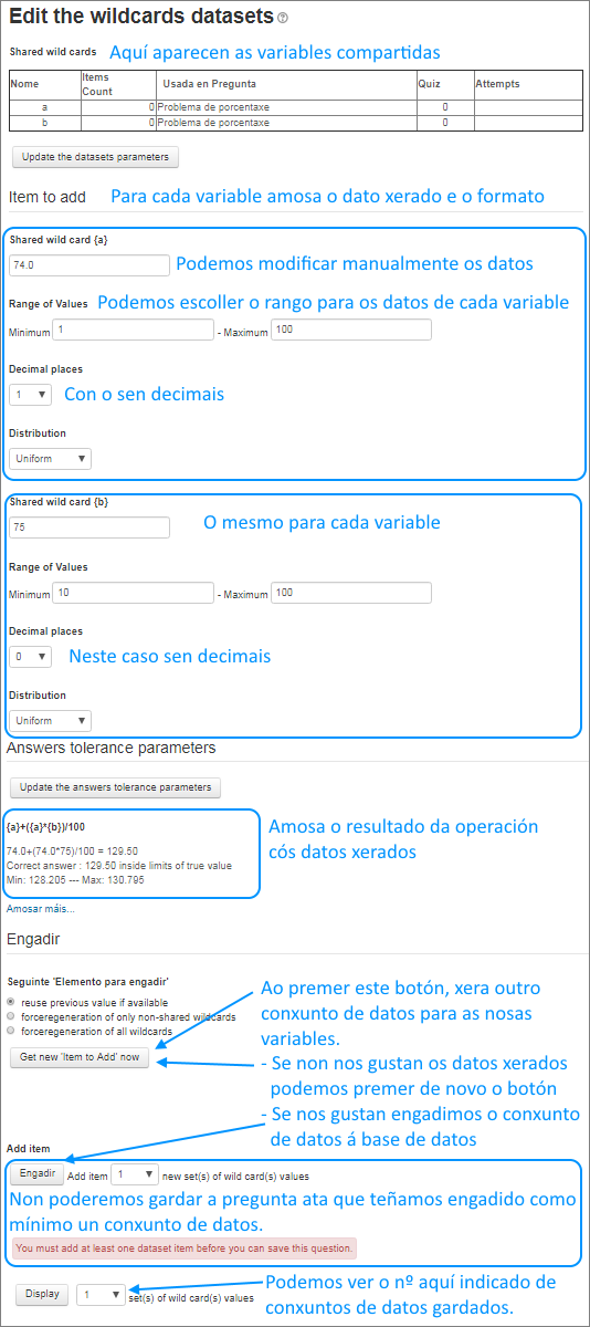 Calculada: configuración variables e datos