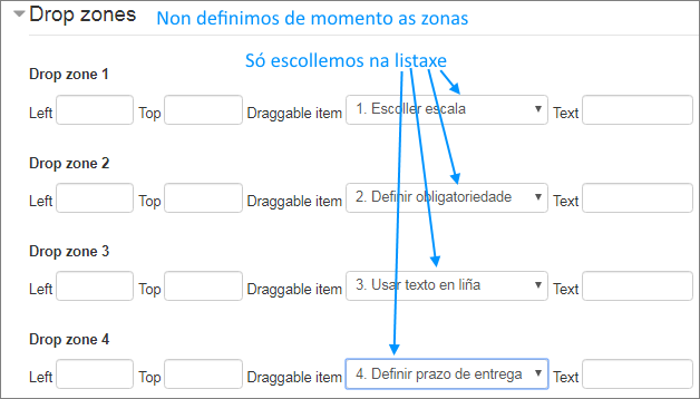 Drag and drop: configuración zonas paso 1