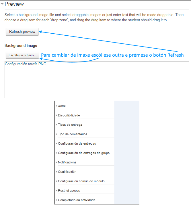 Drad and drop: configuración imaxe