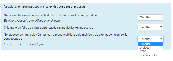 Emparellamento respostas curtas: previsualización
