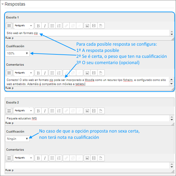 Escolla múltipla: opcións
