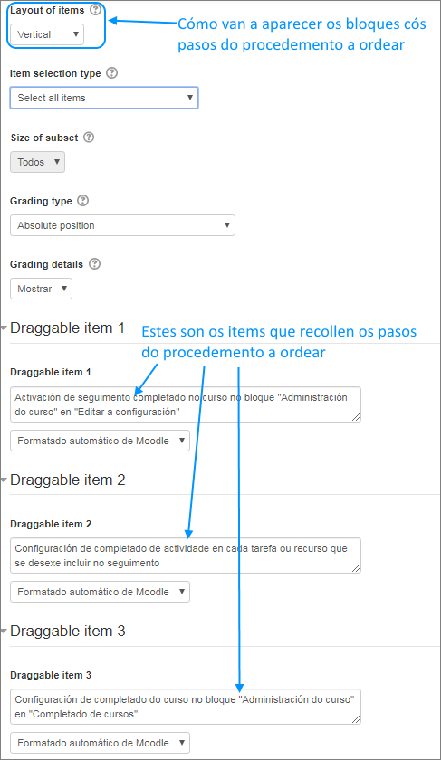 Ordering: configuración