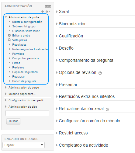 Proba: configuración e edición