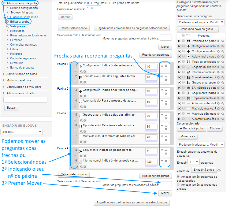 Proba: redistribución preguntas