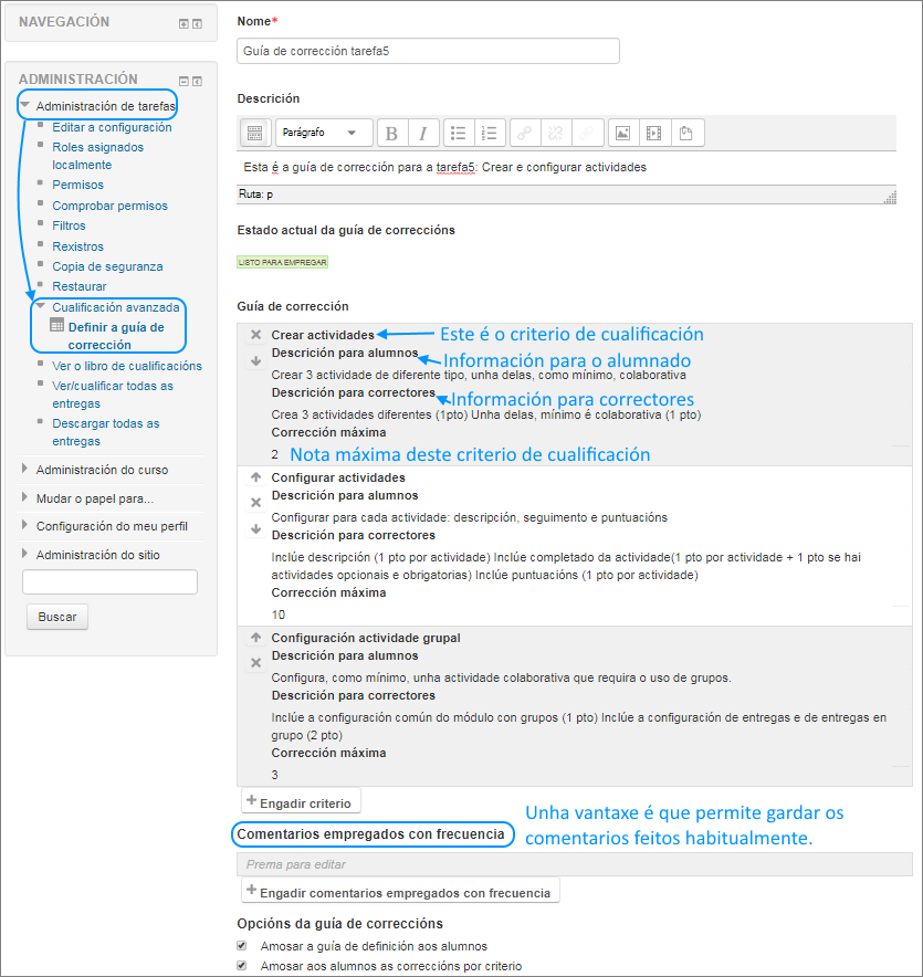 Guía de corrección: configuración