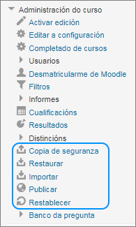 Copia, restauración, importación e restablecemento