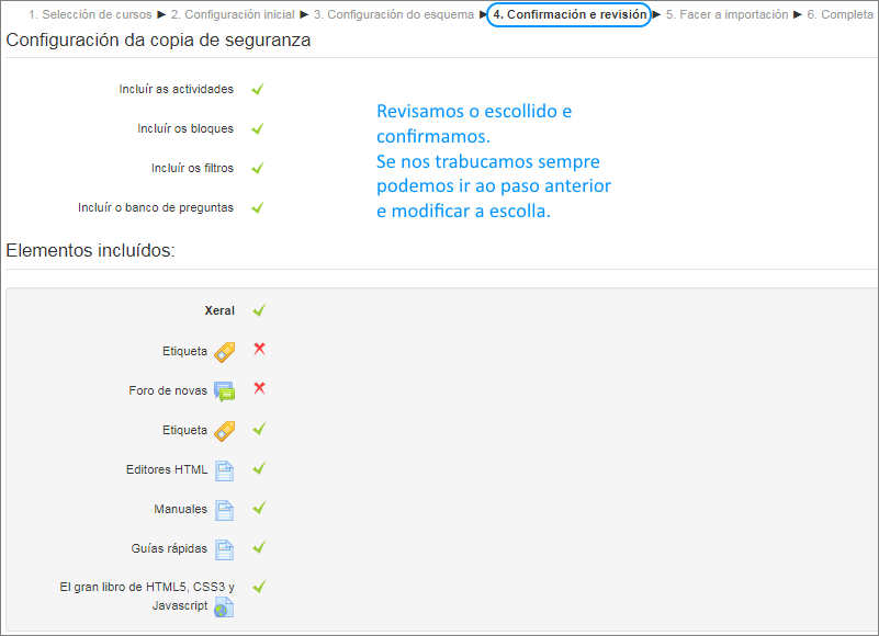 Revisar e confirmar a escolla
