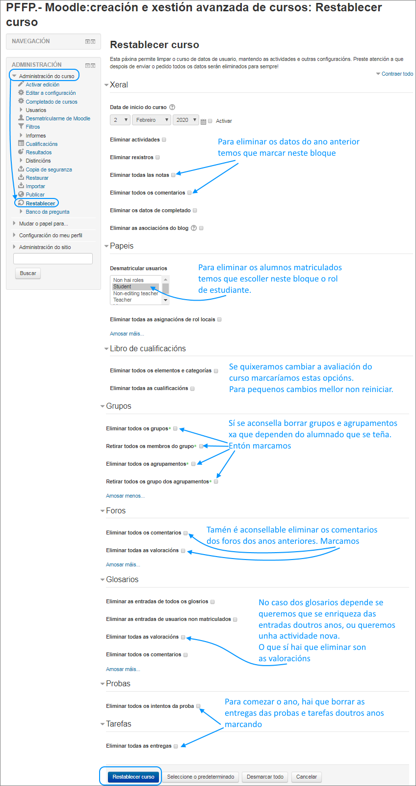 Escoller os datos a borrar
