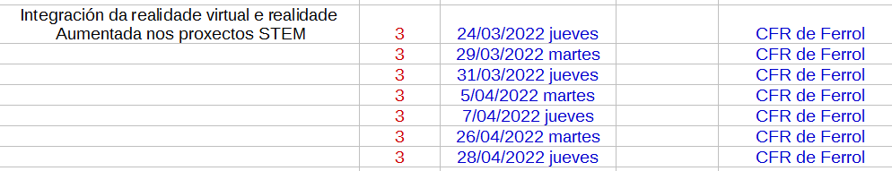 Calendario del curso