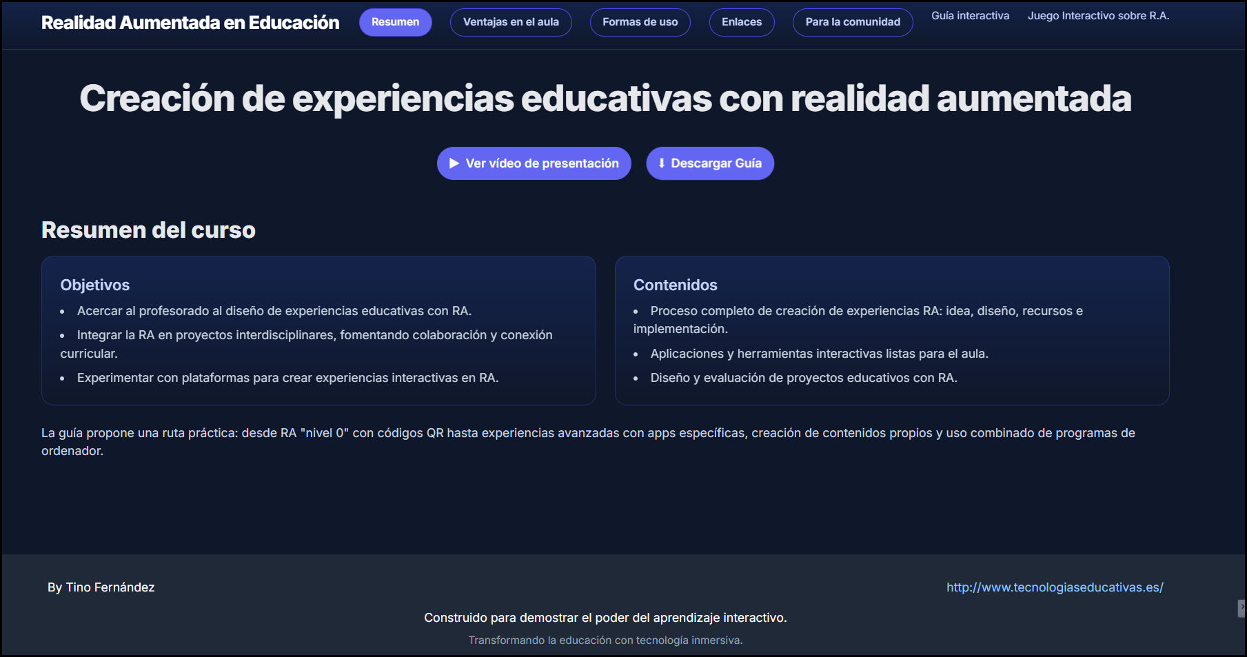 Pagina web interactiva del curso de RA 2026