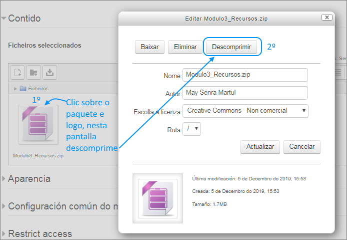 Un sitio web comprimido no curso