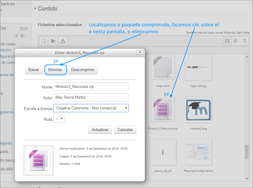 Un sitio web comprimido no curso