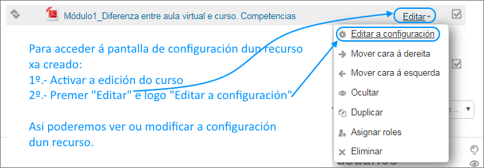 Ver ou modificar a configuración dun recurso